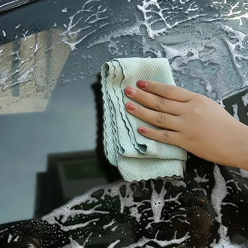 Cleaning Cloth 10pcs Microfiber Glass Lint-Free For Windows Car Kitchen Mirror No Trace Reusable Fish Scale Rag Polishing
