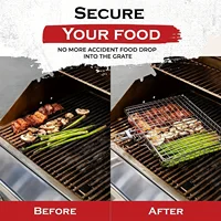 Support de barbecue pliable en acier inoxydable, panier de gril épais pour poulet avec grande capacité et poignée 6
