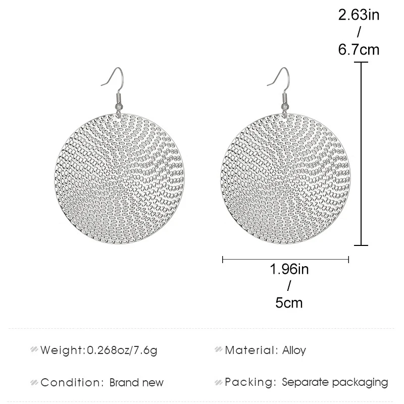 Se08630140c4743fc810951fb615a3a1fM Punk Exaggerated Gold Silver Color Drop Earrings for Women Fashion Big Round Circle Dangle Earrings Statement Jewelry Mallzona