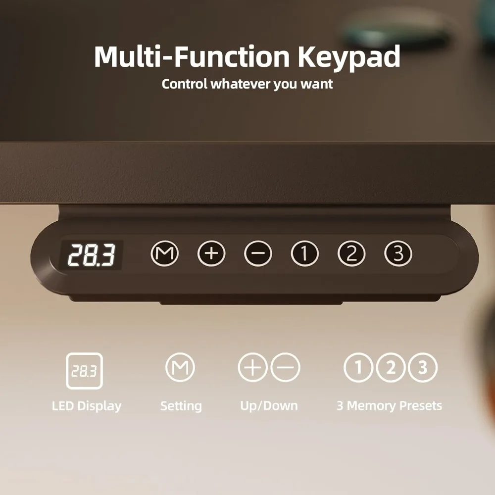 "versatile electric desk for home office: adjustable height 40" x 24" standing desk with 3-position memory"