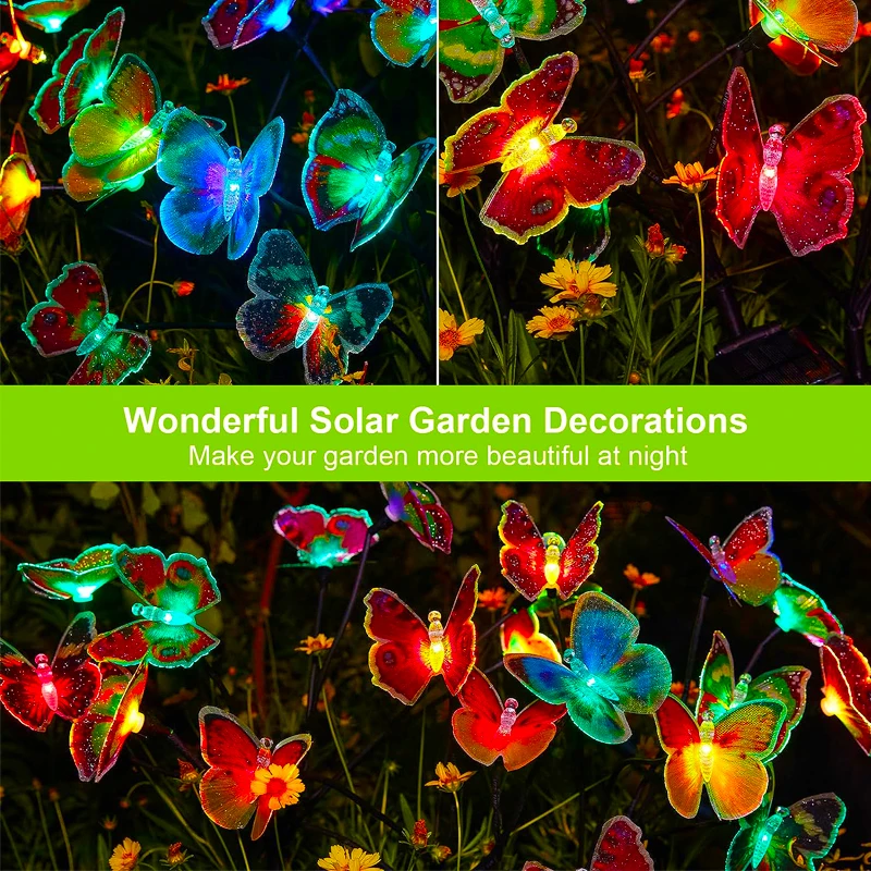 Solar Lights Outdoor Waterproof Garden Decor 6LED Butterfly Pathway Lights For Patio Yard Lawn Decor Lamp solar lights solar fireworks lights solar led lights solar ground lights led fairy lights lawn lamp garden lighting
