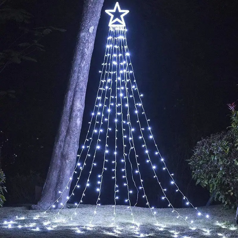 

9X2M Outdoor Solar Five-star Lantern 8-mode Remote Control Courtyard Garden Outdoor Solar Lighting Christmas Decoration