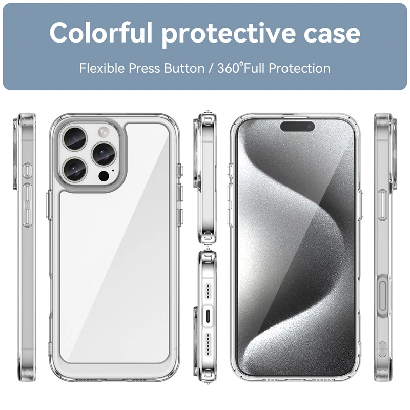 Hybrid Shockproof Transparent Armor Phone Case with Hard PC Bumper