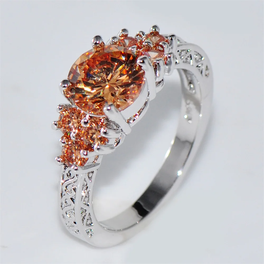 Splendent White Zircon Engagement Ring Luxury Crystal Round Stone Rings For Women Men Silver Color Wedding Bands Stylish Jewelry