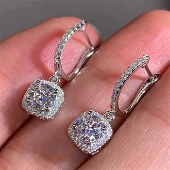 Charm Female White Red Green Zircon Stone Hoop Earrings Gold Silver Color Simple Wedding Jewelry For Women