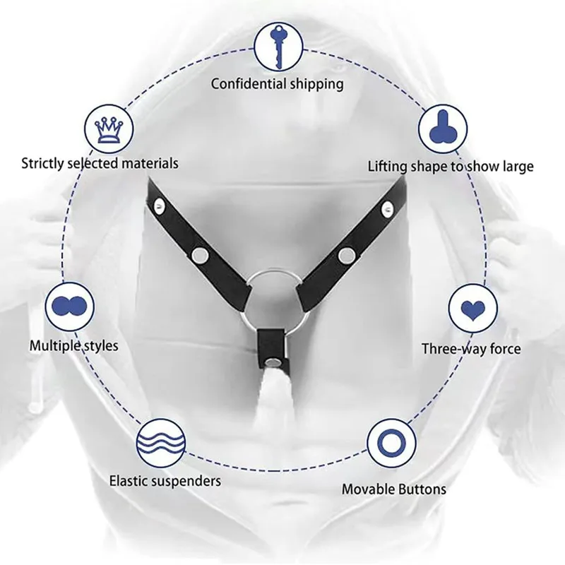Anti-Off Male Chastity Cage Device Auxiliary Belt Adjustable Rope-Three Way Widen Elastic Band Sex Toy Sexy Underwear for Men Penis Chastity Cage Chastity Lock Sex Toy Chastity Cage Accessory