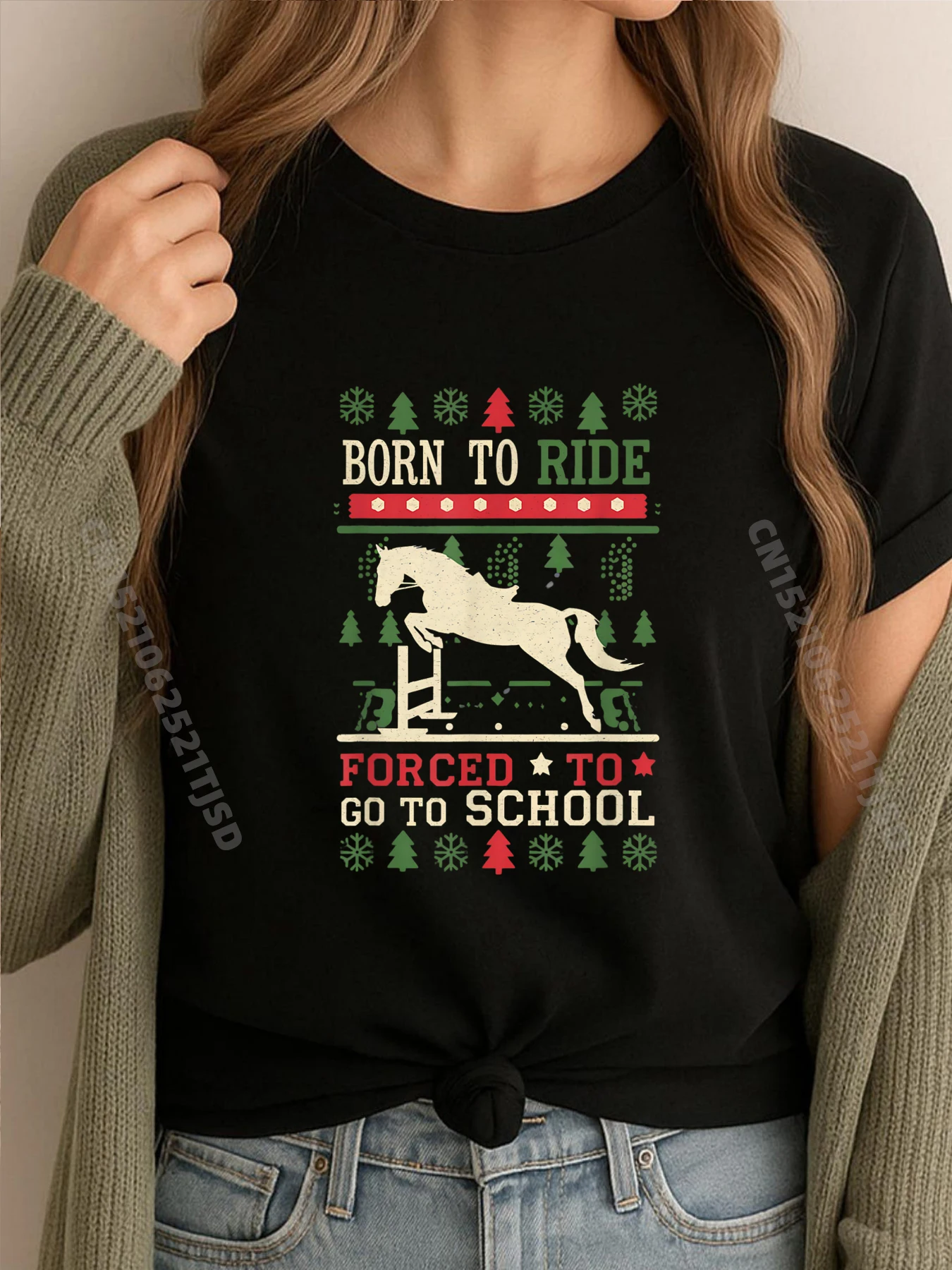 Classic Mens Tshirts Horse Racing Art Christmas For Outdoor Tops & Tees Lovers Day All Cotton Round Collar Tees Short Sleeve Horse Racing Art Christmas For Girls Horse Lover Equestrian _C19746 black