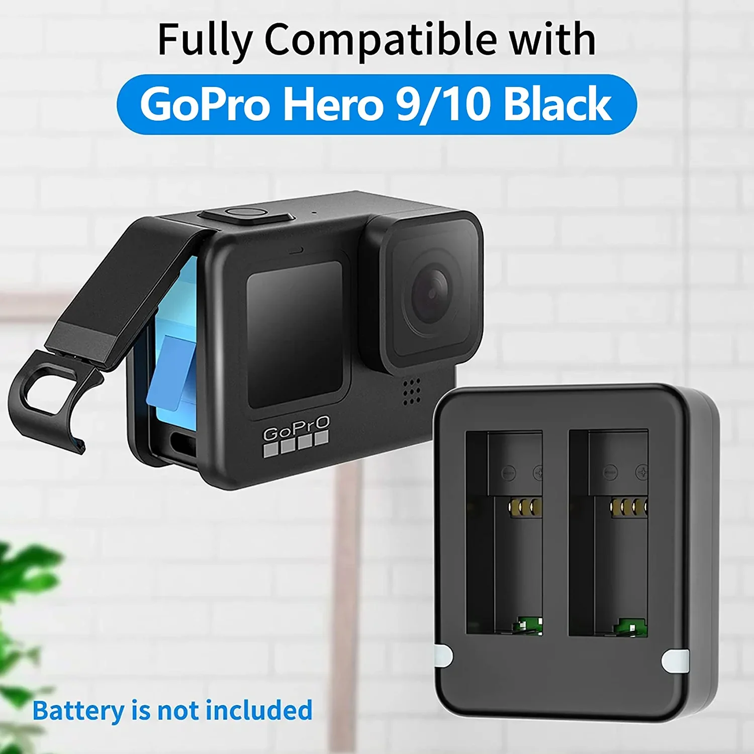 Chargeur HONGDAK pour GoPro Hero 11 10 9 8 7 6 5, deux batteries placées côte à côte