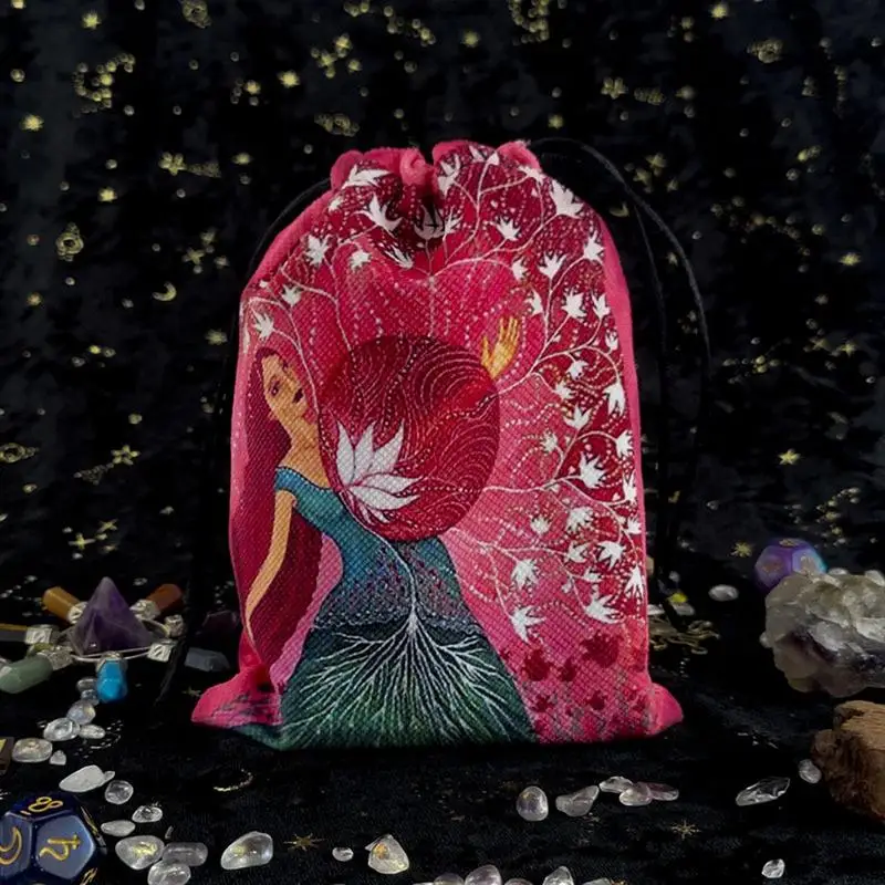 Sac En Velours Pour Cartes De Tarot - Motif Constellations, Cordon De Serrage - Pour Runes, Dés, Bijoux