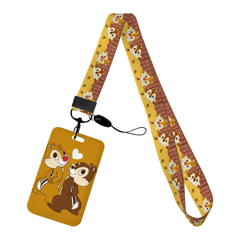 Disney Chip Dale Lanyards Keychain Cute Badge Holder ID Credit Card Hang Rope Bank Credit Card Holder Keys Accessories Gifts key holder card case holder