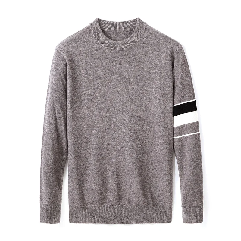 

Luxury Men's Pullover Sweater 2023 Autumn and Winter New round Neck Pure Wool Sweater Casual Fashion Sleeve Striped Sweater