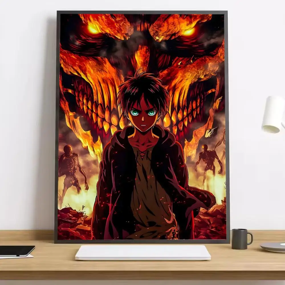 Attack On Titan Eren Jaeger Canvas Art Poster: Crease-Free, Waterproof, Durable Wall Decor