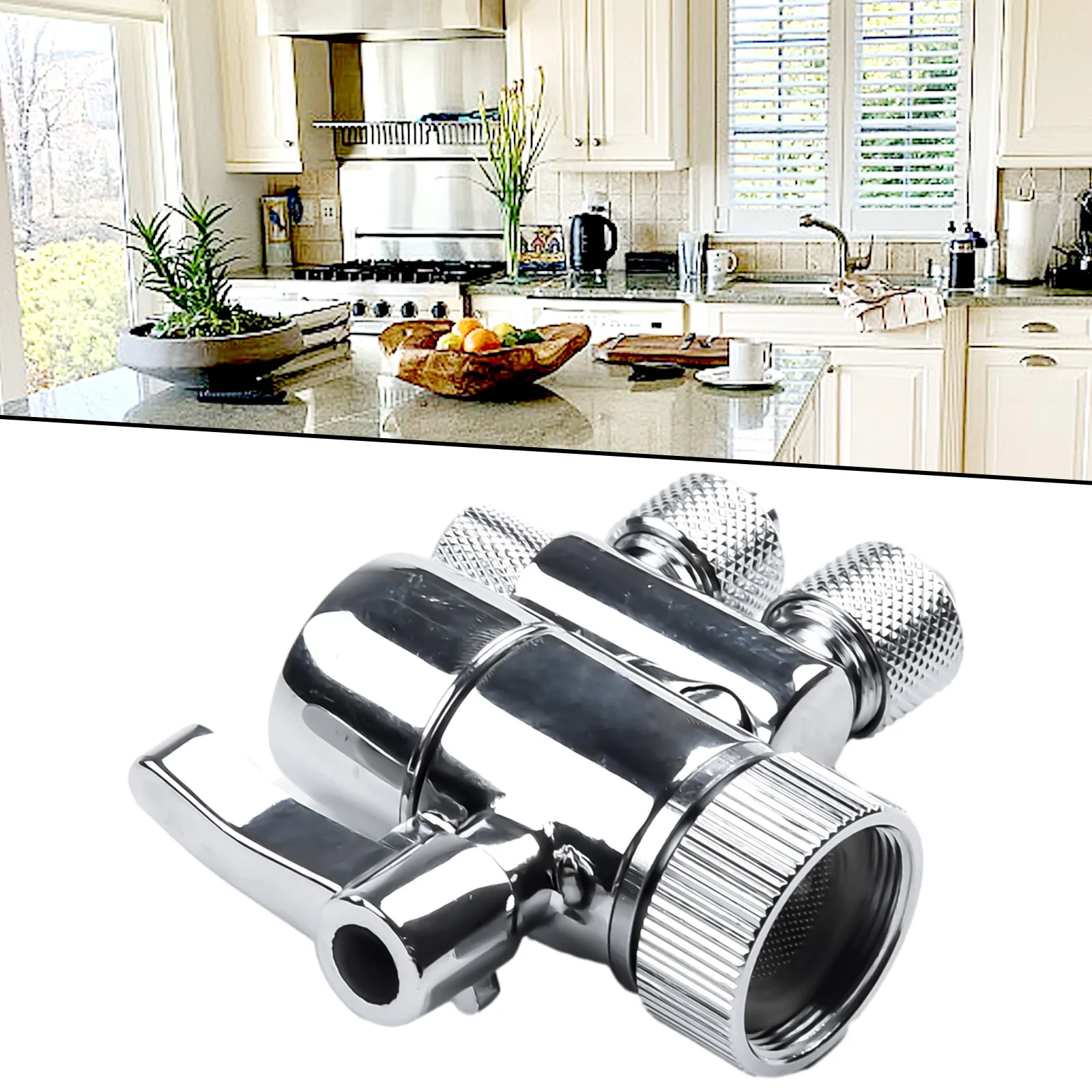 Description Picture 4 of itemSilver Diverter Valve Two Way Faucet Filter Diverter Valve Chrome Plated Suitable for Most Counter Top Filters