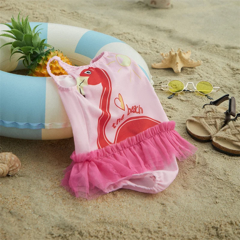 Купальник Tregren для девочек 1-6 лет, милый многослойный комбинезон без рукавов с оборками и гусиным принтом, летняя пляжная одежда, купальные костюмы