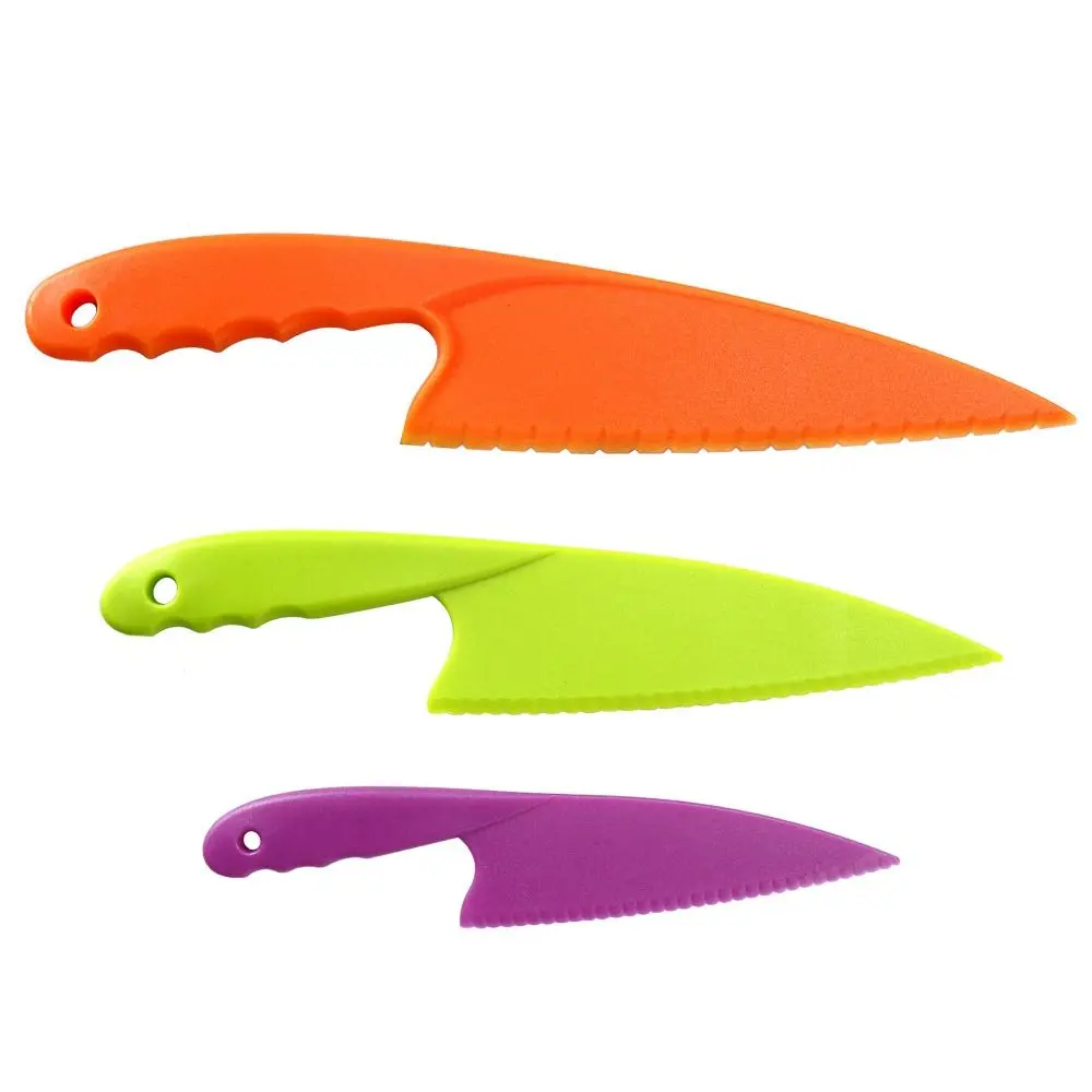 3 PCs Kids Kitchen Knife Plastic Fruit Safe Toy Knives Bread Lettuce Salad kitchen knife,vegetable slicer,fruit slicer,fruit knife