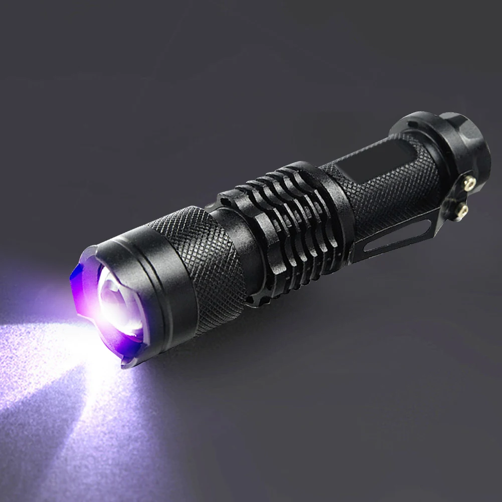 LED UV 손전등 배터리 구동 돈 확인, 보라색 빛, 애완 동물 소변 얼룩 감지기 도구, 자외선 토치