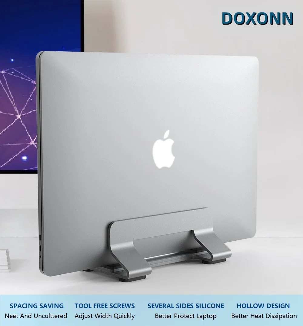 Tool-Free Adjustable Aluminum Vertical Laptop Stand - Universal Fit (12-30mm) for Almost All Laptops Description Image.This Product Can Be Found With The Tag Names Computer Office, Laptop holder, Tablet Accessories Parts, Tablet Stands