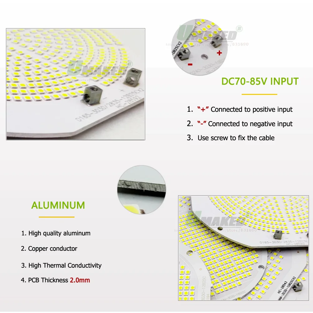 드라이버 포함 LED PCB 투광 조명 타워 크레인 램프 플레이트, 야외 하이 베이 조명 교체 키트, IP65 AC180-240V, 300W, 500W, 650W, 800W
