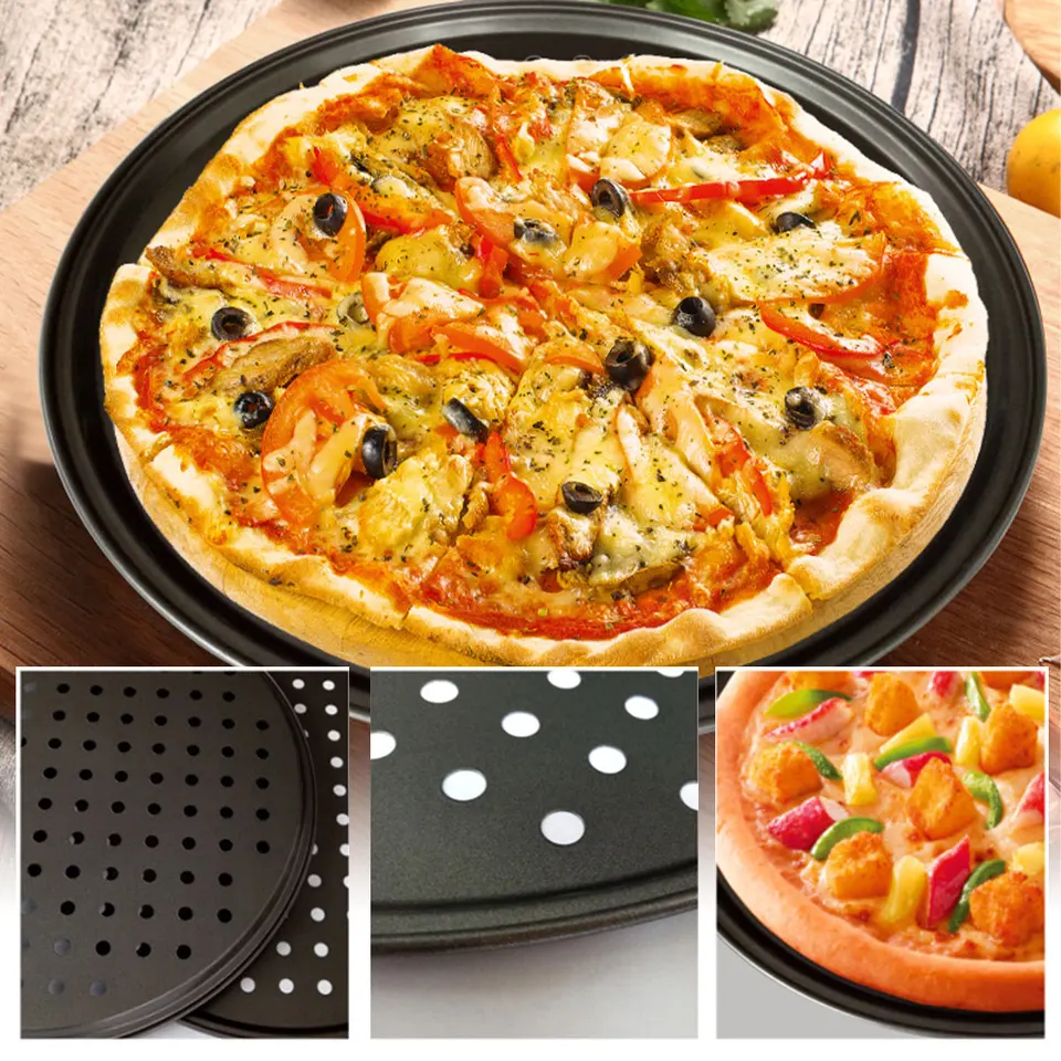 Non Stick Pizza Plate Large Round Pizza Pan Steel Pizza Pan With