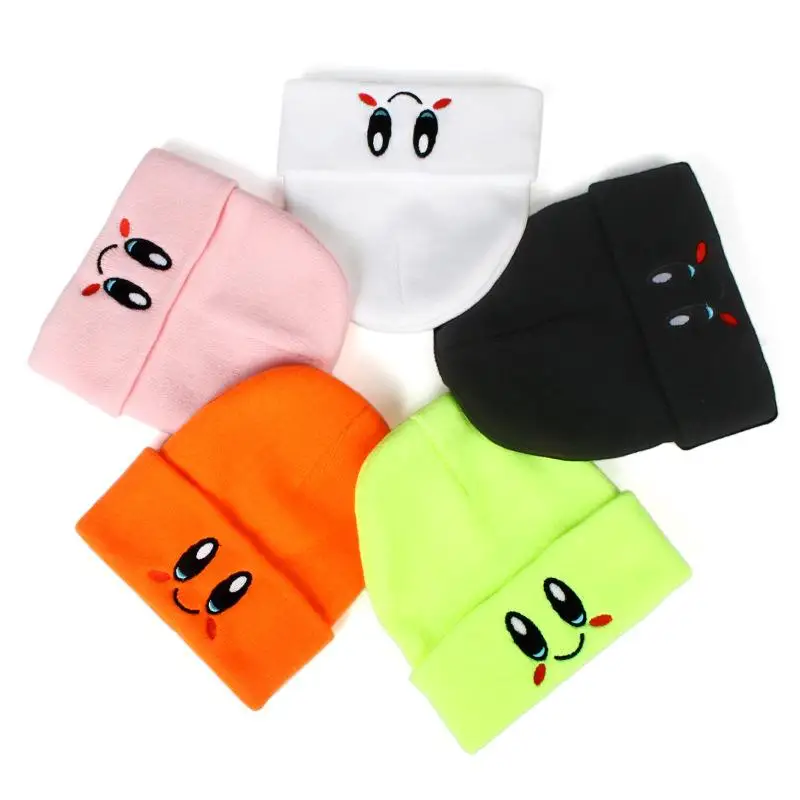 Hot Sale Cute Eye Embroidery Beanie Trendy Candy Color Couple Beanies Casual Coldproof Knit Hats For Women & Men