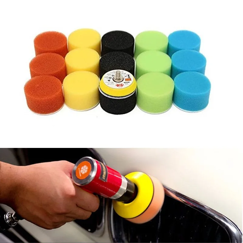 16Pcs/Set Car Detail Polished Sponge Disc 50mm Polishing Circle ing Pad Tool Kit Car Polisher Wax Pads Auto Accessories