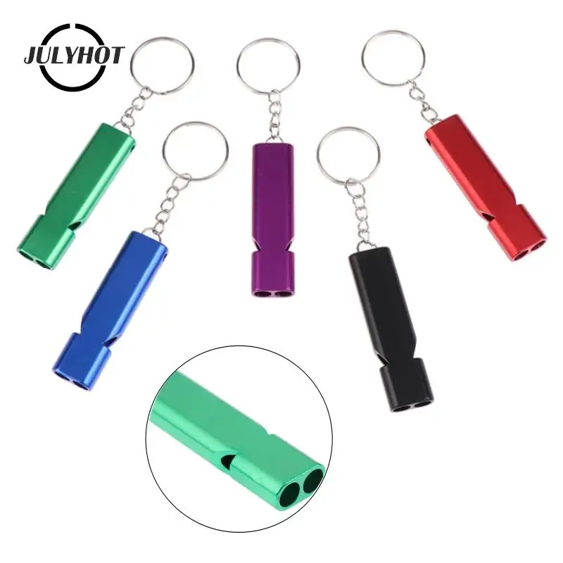 1Pc Dual-Tube Survival Whistle Portachiavi Portatili In Lega Di Alluminio Impermeabile Per Escursionismo All'Aperto Portachiavi Di Emergenza Da Campeg