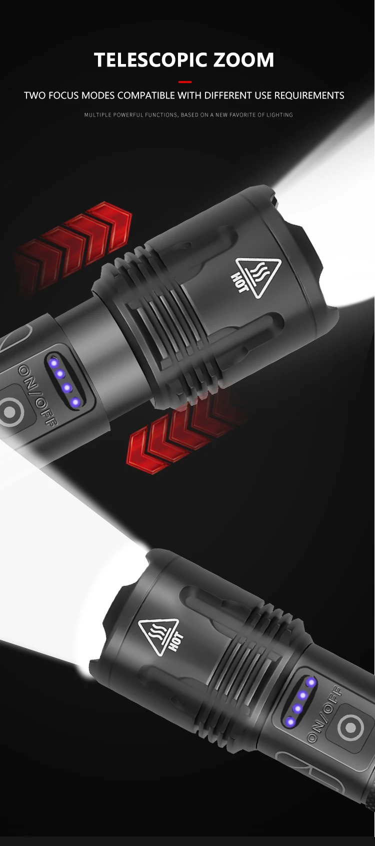 Powerful XHP99 LED Flashlight Aluminium Alloy XHP70 LED Flashlight 18650 26650 Rechargeable Flashlights Waterproof Torch
