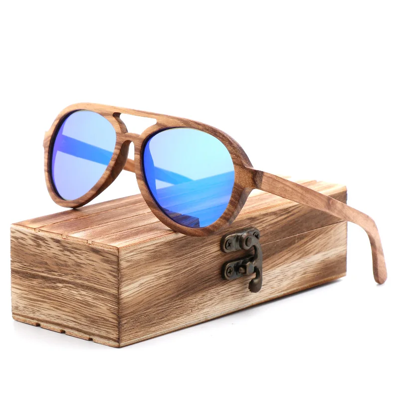 

2018 New fashion women bamboo glasses polarized travel zebra wood sun glasse TAC lens factory direct all handmade sunglasses