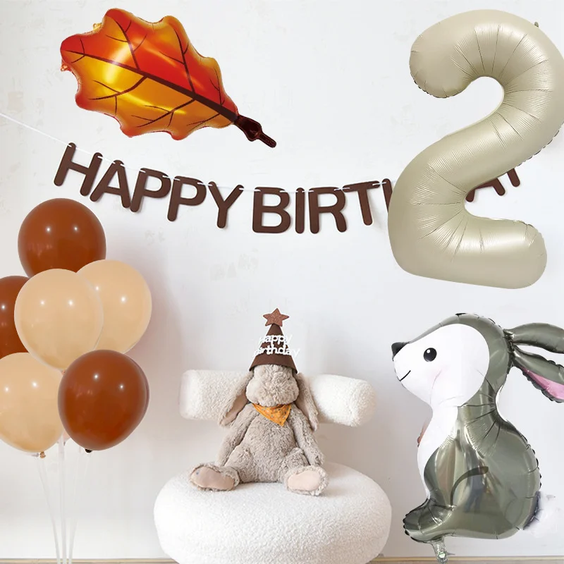 

Rabbit Balloon Birthday Party Digital Balloon Set 1 2 3 4 5 6 7 8 9th Birthday Forest Animal Theme Cute Rabbit Background