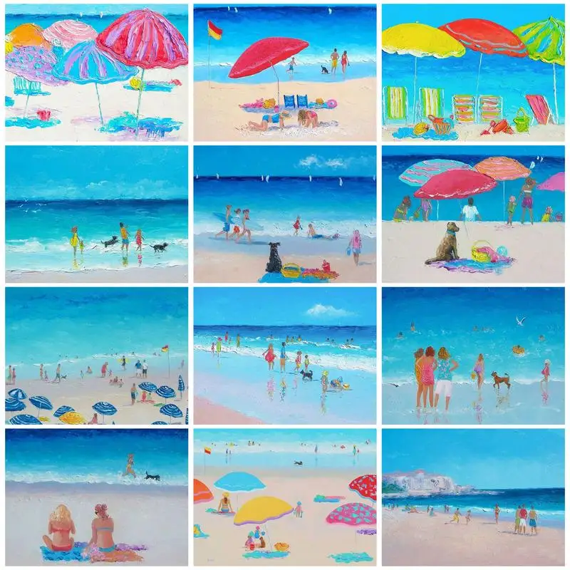 

SDOYUNO Paintings For Painting By Numbers Beach Decoration For Home Artwork Hand Painting Art Supplies Personalized Gift
