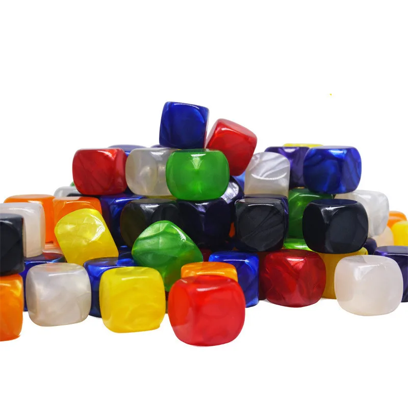 

10 Pieces 14mm Pearl Pattern Round Dice Blank Glossy Dice DIY Board Game Accessories
