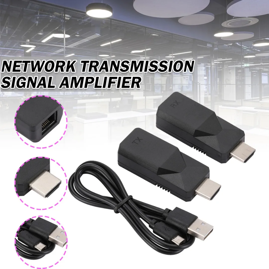 

Mayitr 1pc 1080P HDMI-compatible Signal Amplifier Mini Extender To RJ45 Network Ethernet Vedio Adapter