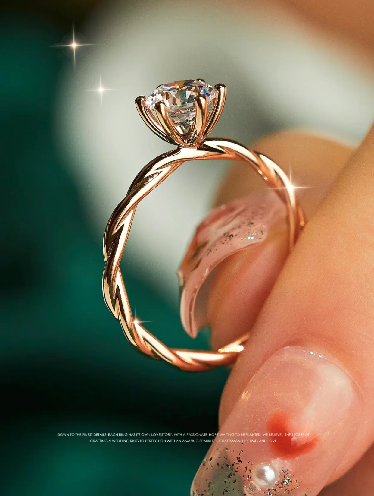 

Vine Moissanite diamond ring not lost color wedding ring 1 carat 925 silver gold plated niche design simple ring