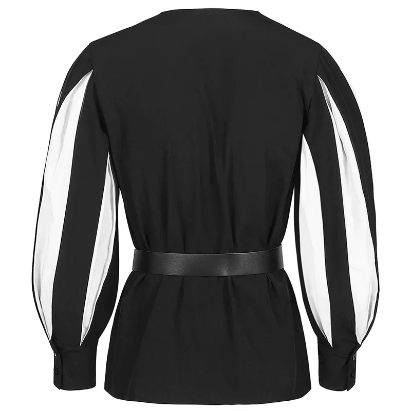 Costume medievale Guerriero Landsknecht Tunica Camicia German Larp Pirata Adulto Halloween Top con lacci Abiti rinascimentali - immagine 3