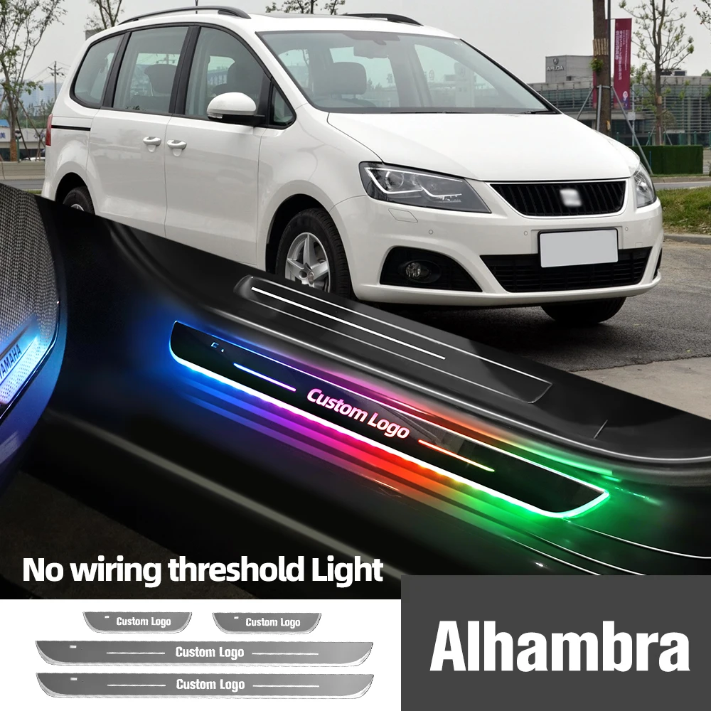 

Для сиденья Alhambra 7M 7N 1996-2023 2012 2019 автомобиль, индивидуальный логотип, фотоэлемент, приветственный порог, аксессуары
