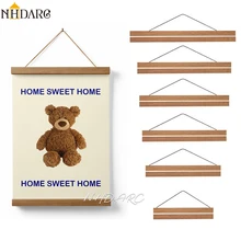 Magnetic Wooden Picture Hanger Frames Poster Photos Wall Art Canvas Prints Paintings Teak Pine Wood Room Korean Home Decoration