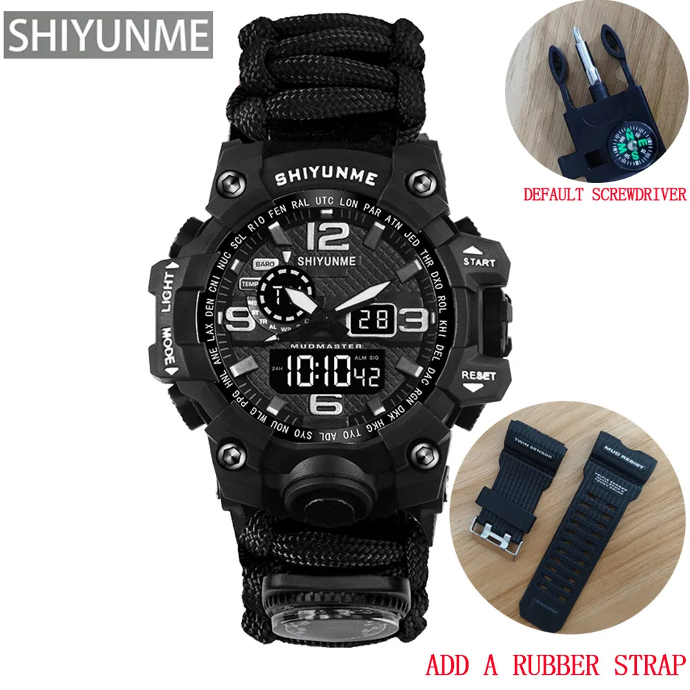 SHIYUNME Brand Men Sports Watches Fashion compass Waterproof LED Digital Watch Man Military Wrist Watch Relogio Masculino Watch 