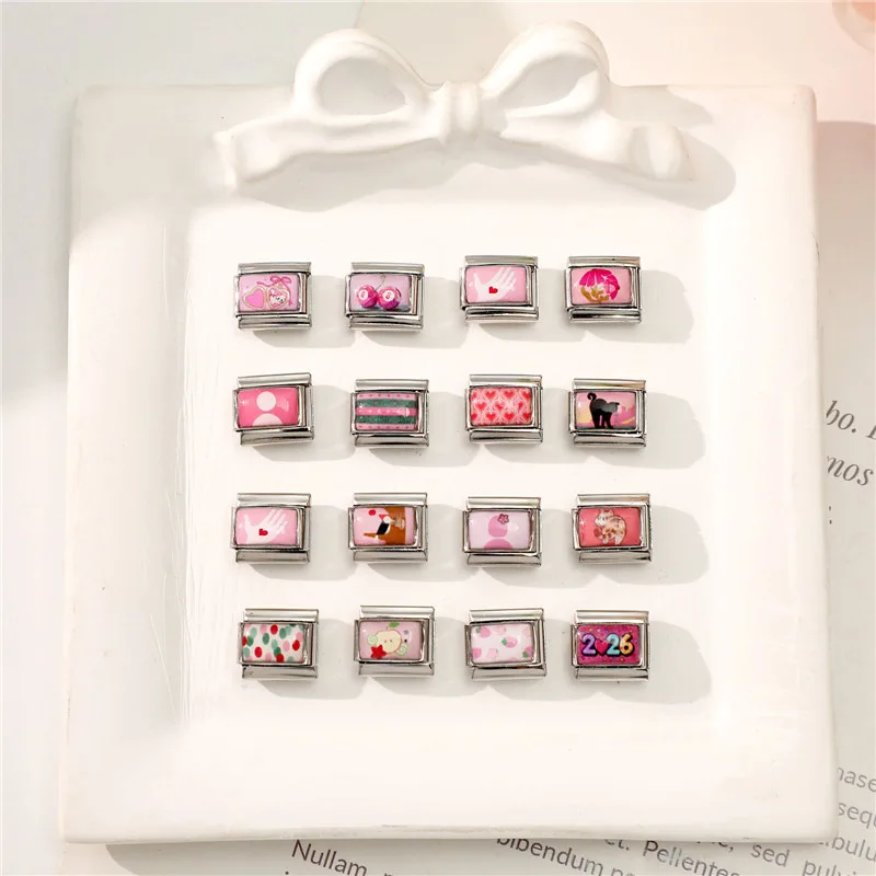 Pink Charm Bracelet Stainless Steel DIY