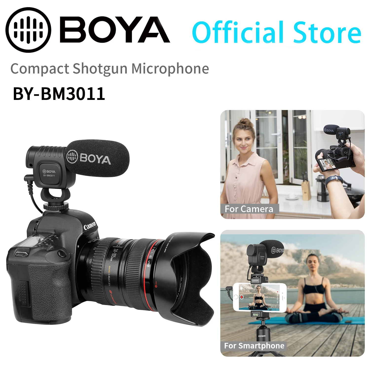 BOYA BY-BM3011 Professional On-Camera Shotgun Condenser Microphone for PC Mobile Phone DSLR Camera Live Streaming Blogger Vlog