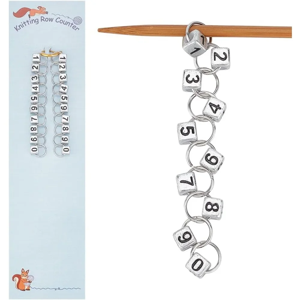 2 Pcs Cub with Number Acrylic Pendant Knitting Row Counter Chains Number Beads Acrylic Stitch Markers Row Counting Accessories knitting supplies knitting material