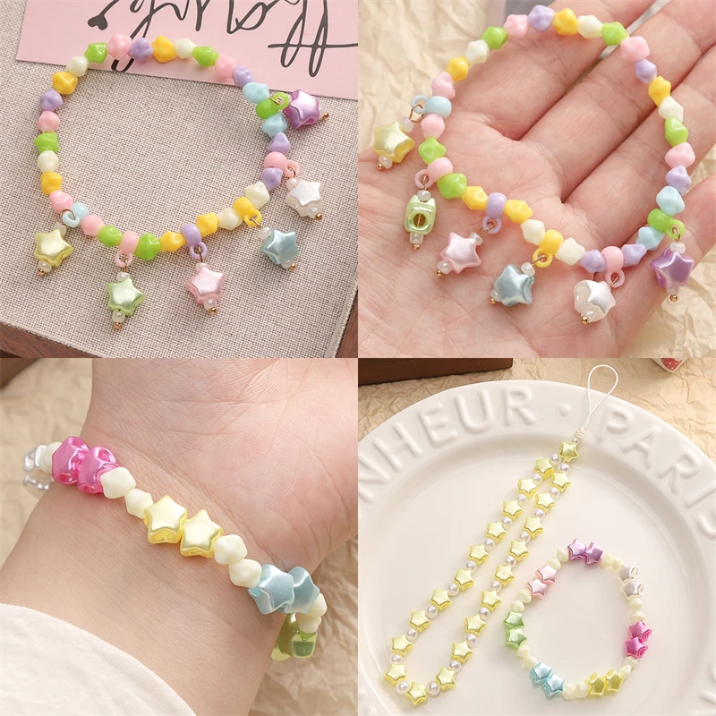10/25 Stück 9x8mm Bunte Acrylperlen Stern Lose Perlen 2,5mm Loch für Ohrring Armband Halskette DIY Schmuckherstellung Handwerk