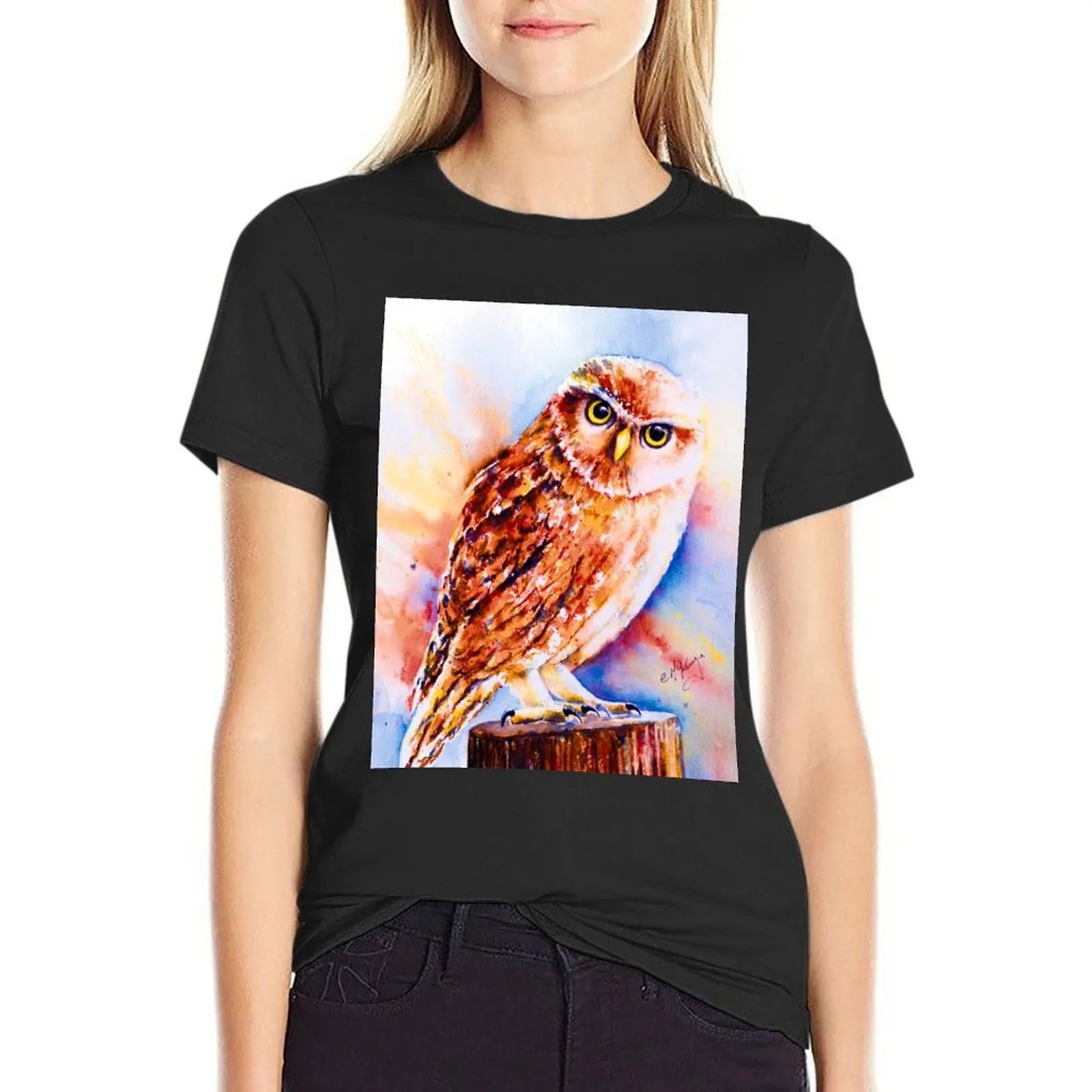 

Little Owl T-Shirt Aesthetic clothing graphics vintage clothes t shirt for Women