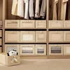 1 set of classic fabric storage boxes with flip cover - rectangular wardrobe storage basket 3