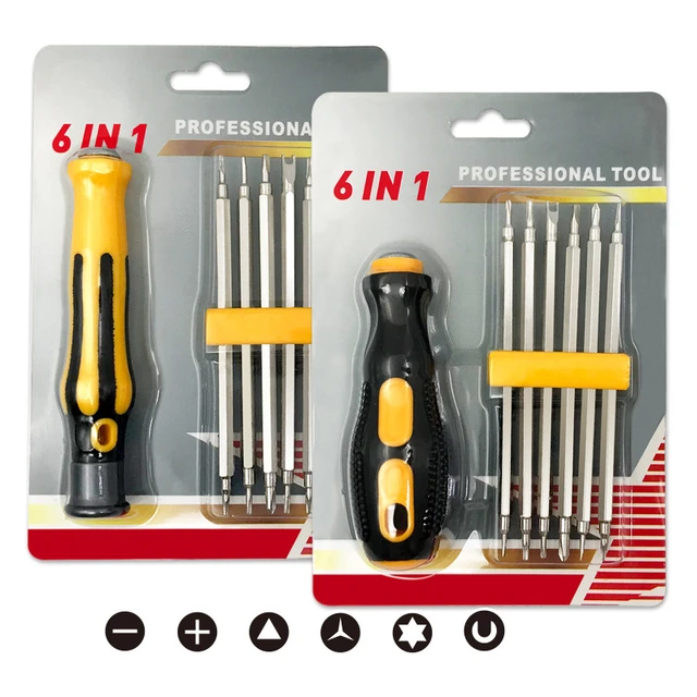 Jetech 6 in 1 rotating multi-bit multifunction kit screwdriver universal  flat triangle screw starter torx screwdriver set multi - AliExpress