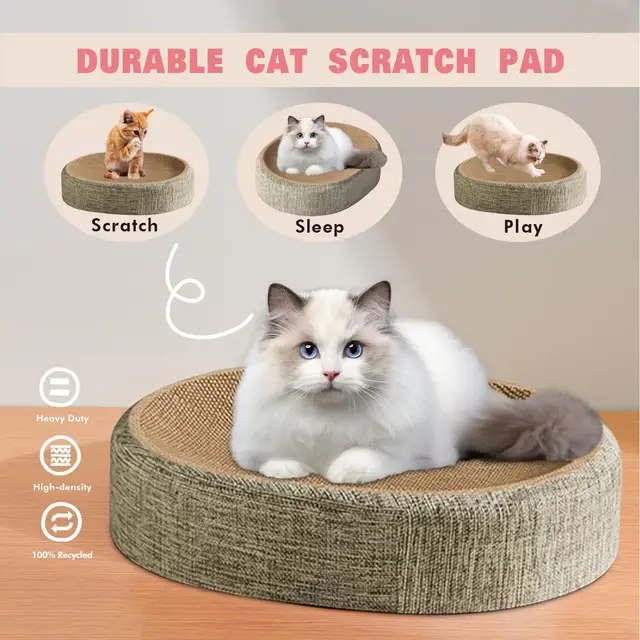 Cat Scratcher Cardboard Round Oval Cat Scratch Pad Bowl Nest for Indoor Cats Grinding Claw Round Cat Scratching Board Cat Scratcher Cardboard Round Oval Cat Scratch Pad Bowl Nest for Indoor Cats Grinding Claw Round Cat Scratching Board