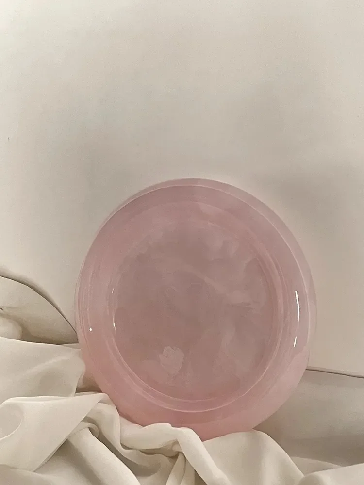 Modern Light Luxury Marble Stone Round Tray ART Photographic Prop Living Room Decoration Perfume Jewelry Pink Onyx Storage Tray 5
