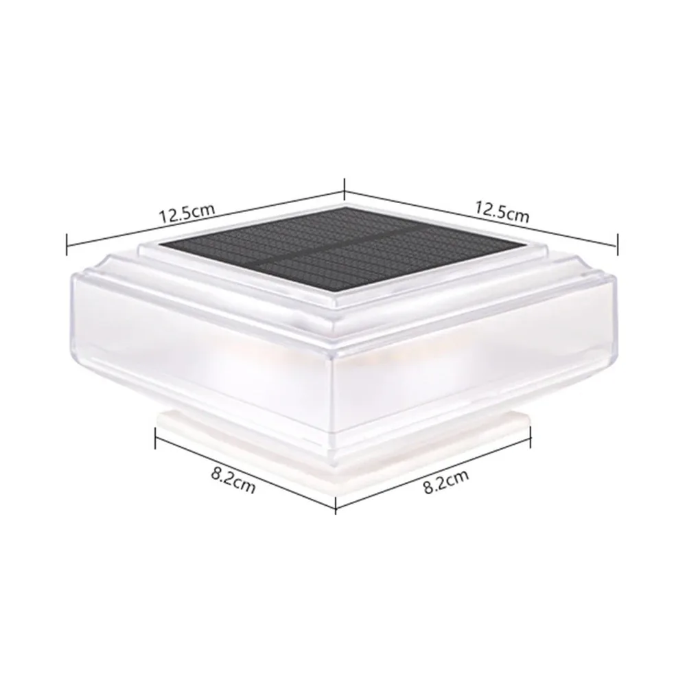 Solar Post Lights Clear Lampshade Waterproof Solar Deck Fence Cap Light Warm Light Outdoor Square Street Lamp For Garden Patio