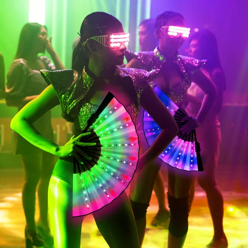 Rechargeable RGB Folding Glow LED Fan