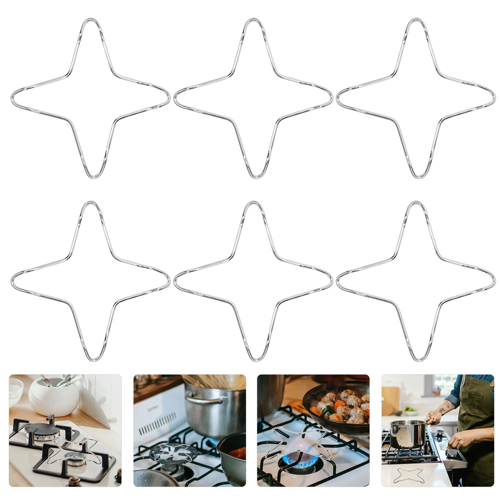 6Pcs Cast Iron Wok Ring Gas Stove Burner Grate Non-slip for Kitchen |