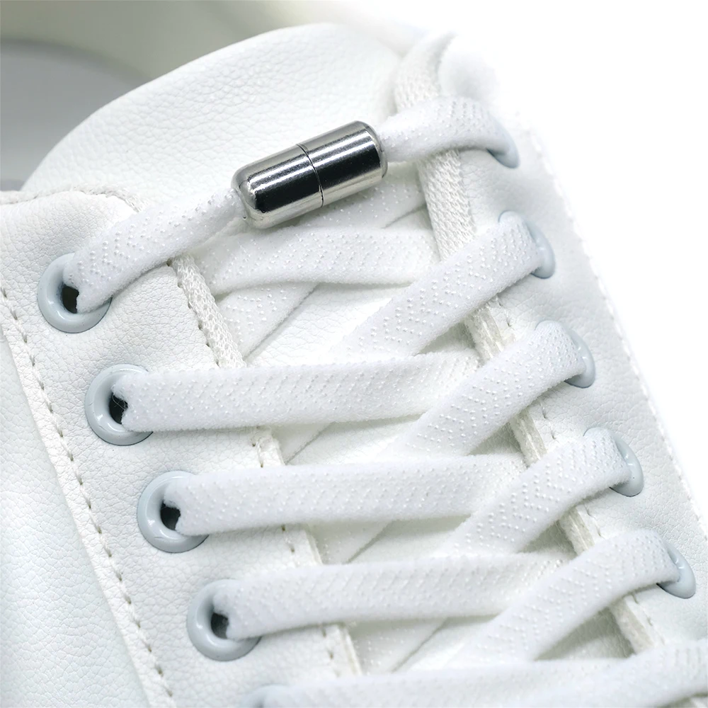 No Tie Shoelaces with Metal Lock – Flat Elastic Laces Adults and Kids Sneakers, Quick Wear Shoe Strings for Lazy Day_voghion.com